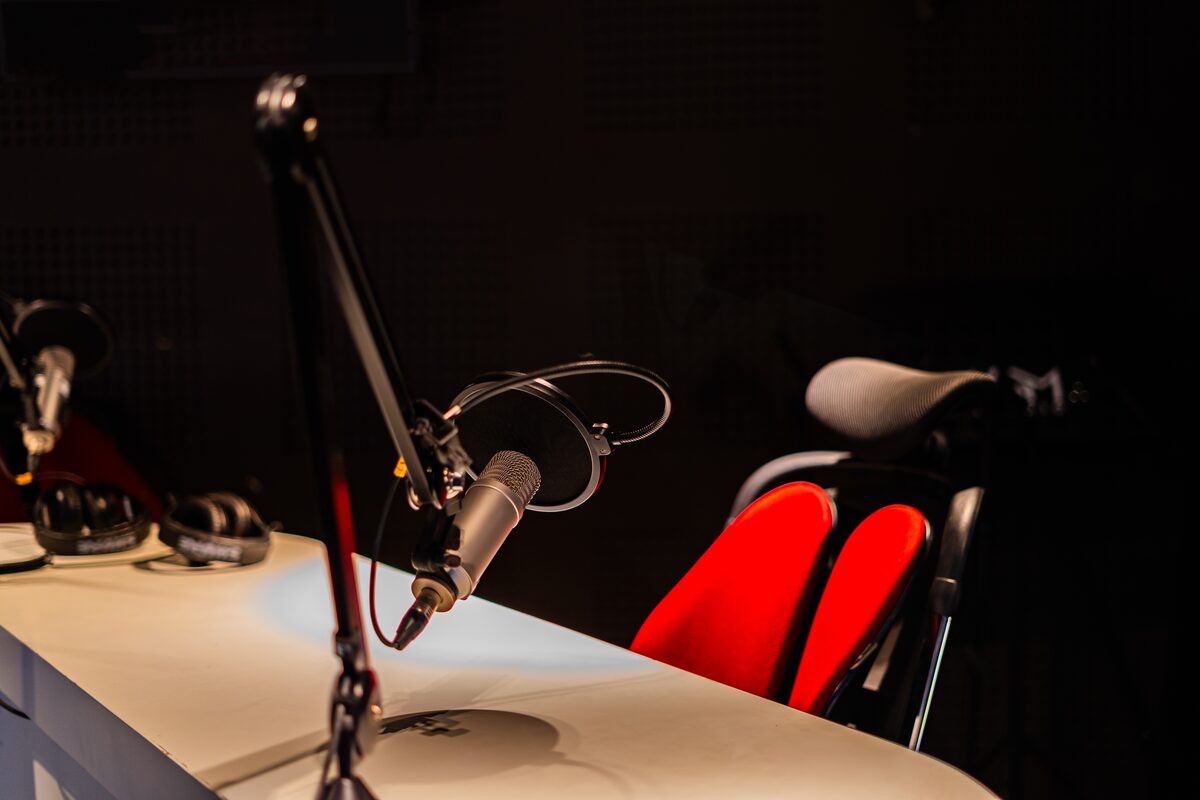 A microphone in a studio